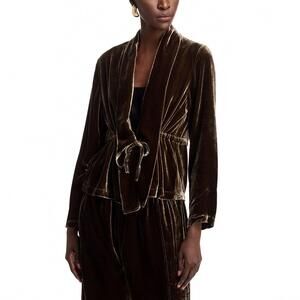 NEW EILEEN FISHER high collar velvet jacket in wren
